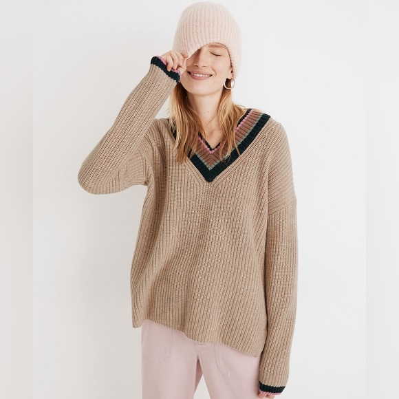 Madewell Sweaters - Madewell Tipped Forrest V-Neck Sweater